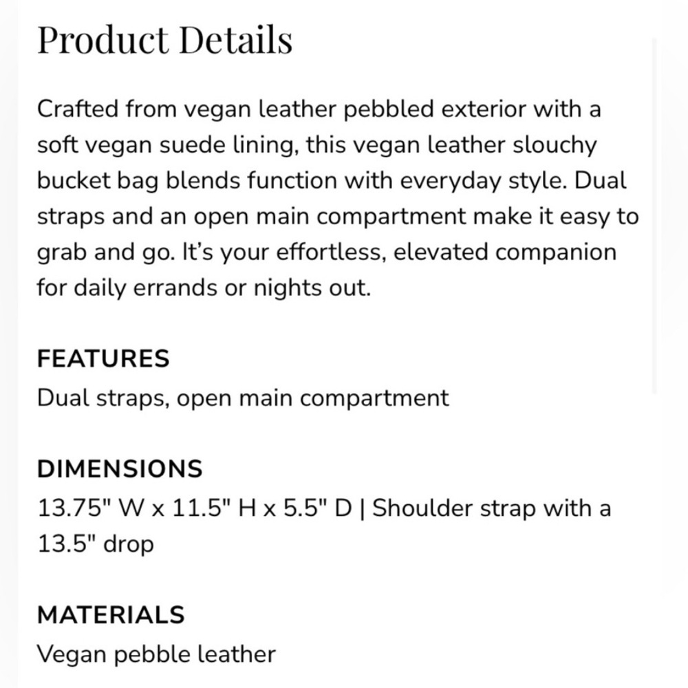 8 Other Reasons TAN Vegan Leather Tote Bag | NEW |Slouchy Crossbody Bucket Bag - Picture 3 of 10
